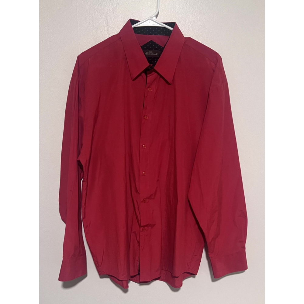 Alberto Danelli Shirt Men’s XL Red Black Long Sleeve Button Down Vintage 90’s